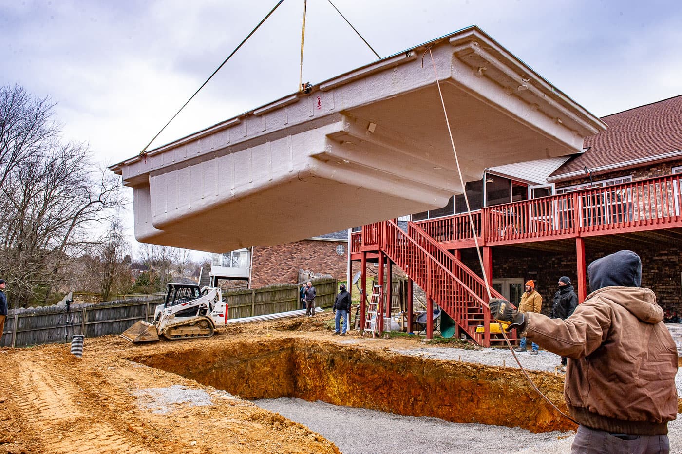 Fiberglass Pool Installation step 4: Pool delivery and placement