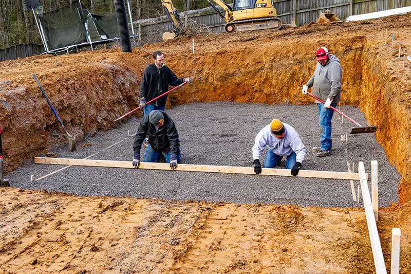 Inground Pool Installation: Setting the floor fora Leisure Pools fiberglass pool