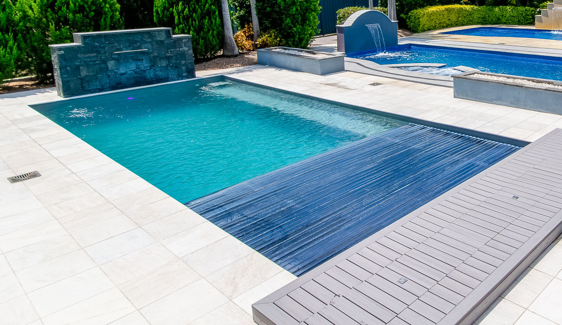 Leisure Pools Reflection plus Cover Box fiberglass in-ground swimming pool