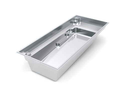 The Reflection 31 fiberglass swimming pool model with splash pad