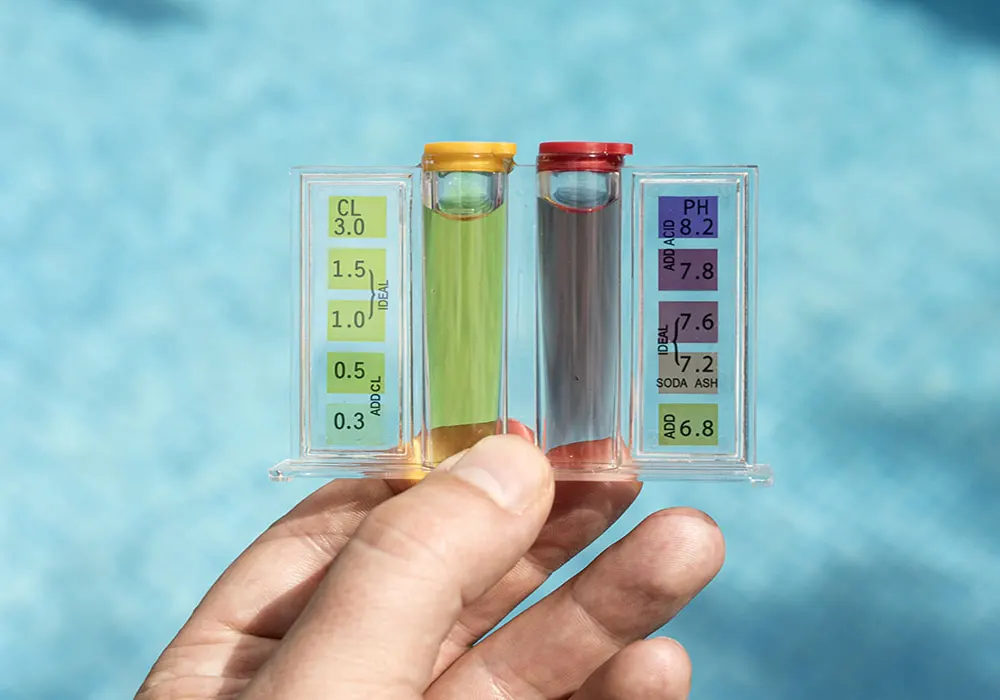 Test the water chemistry of your fiberglass swimming pool