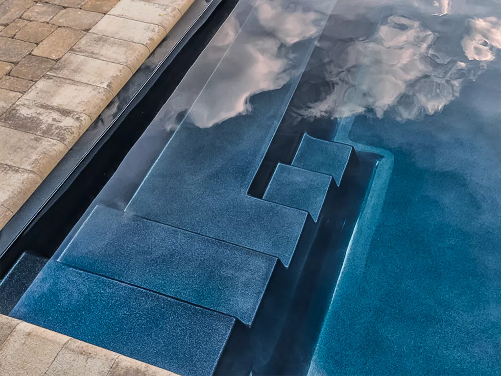 closeup of a black bottom pool