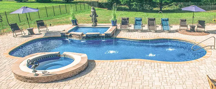 Leisure Pools Mediterranean inground fiberglass swimming pool