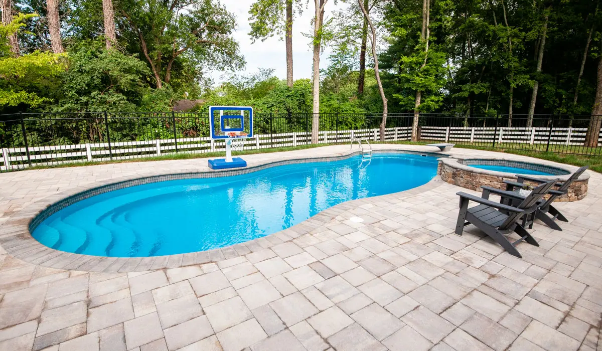 Leisure Pools Mediterranean inground fiberglass swimming pool